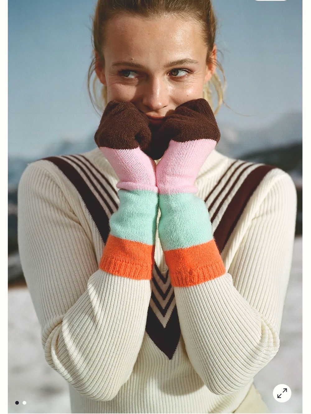 Maeve Anthropologie Women’s Colorblock Long Knit Touchscreen Gloves